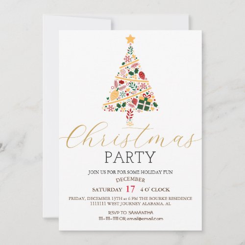 Simple Modern Elegant Script Christmas Party Invitation