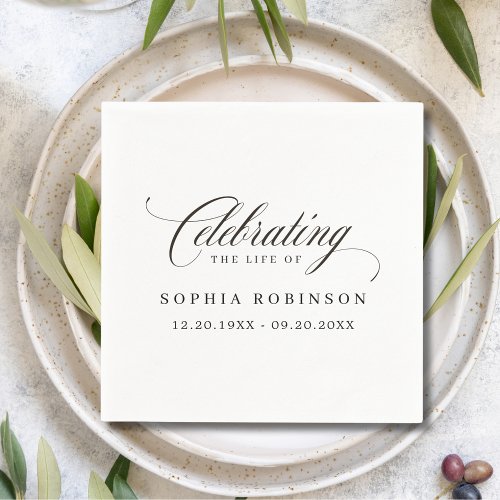 Simple Modern Elegant Script Funeral Memorial 
