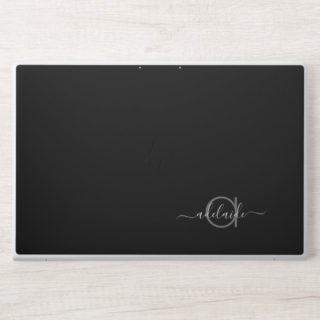 Simple Modern Elegant Script Monogram Name Initial HP Laptop Skin (Front)