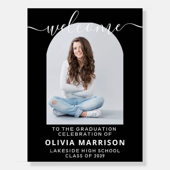 Simple Modern elegant Script Photo Graduation  Foam Board (Front)