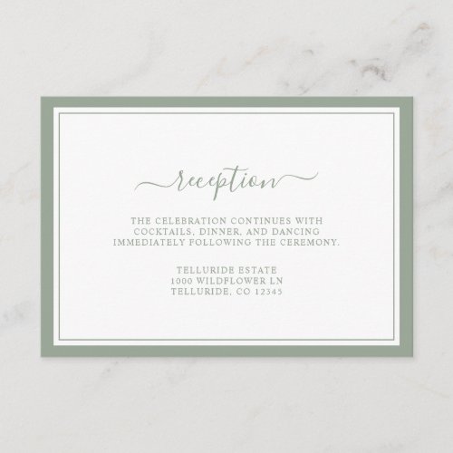 Simple Modern Elegant Script Reception Wedding Enclosure Card