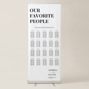 Simple Modern Elegant Script Wedding Seating Chart Retractable Banner