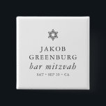 Simple Modern Elegant Star of David Bar Mitzvah Button<br><div class="desc">Design is composed of sans serif typography and playful cursive script typography on a simple background. 

Available here:
http://www.zazzle.com/store/selectpartysupplies</div>