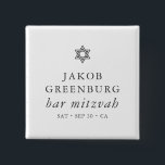 Simple Modern Elegant Star of David Bar Mitzvah Button<br><div class="desc">Design is composed of sans serif typography and playful cursive script typography on a simple background. 

Available here:
http://www.zazzle.com/store/selectpartysupplies</div>