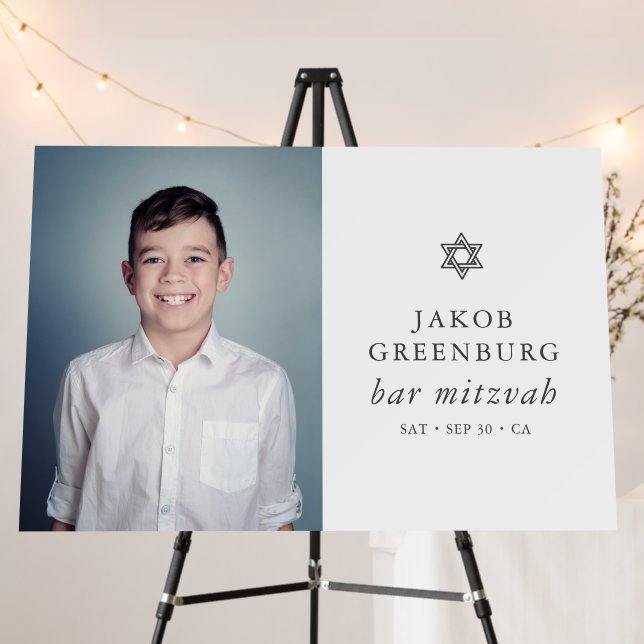 Simple Modern Elegant Star of David Bar Mitzvah Foam Board (In Situ (Stand))