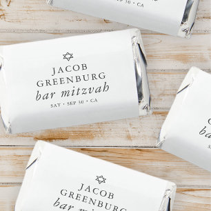 Simple Modern Elegant Star of David Bar Mitzvah Hershey's Miniatures