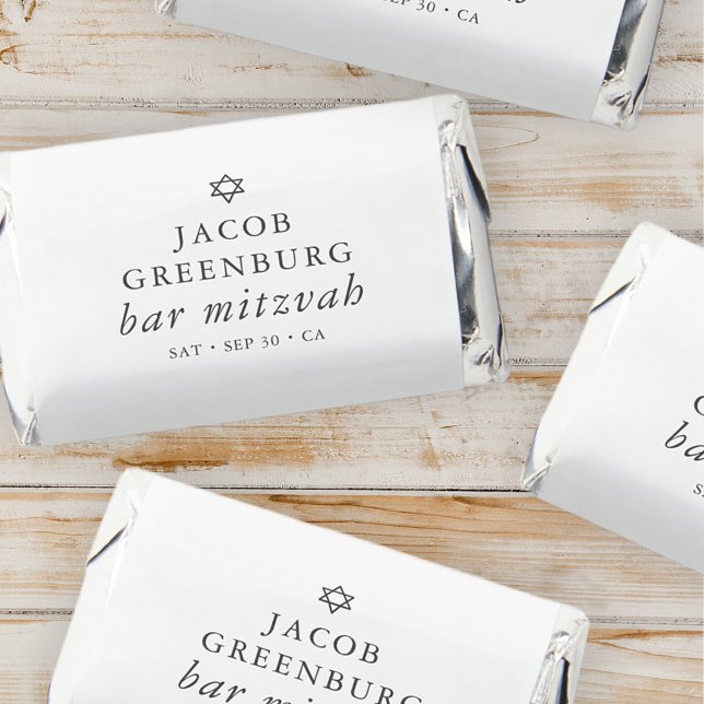 Simple Modern Elegant Star of David Bar Mitzvah Hershey's Miniatures (Creator Uploaded)