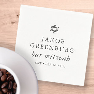 Simple Modern Elegant Star of David Bar Mitzvah Napkins