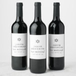 Simple Modern Elegant Star of David Bar Mitzvah Wine Label<br><div class="desc">Design is composed of sans serif typography and playful cursive script typography on a simple background. 

Available here:
http://www.zazzle.com/store/selectpartysupplies</div>