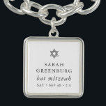 Simple Modern Elegant Star of David Bat Mitzvah Bracelet<br><div class="desc">Design is composed of sans serif typography and playful cursive script typography on a simple background. 

Available here:
http://www.zazzle.com/store/selectpartysupplies</div>