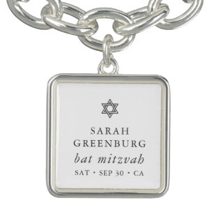 Simple Modern Elegant Star of David Bat Mitzvah Bracelet