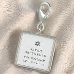 Simple Modern Elegant Star of David Bat Mitzvah Charm<br><div class="desc">Design is composed of sans serif typography and playful cursive script typography on a simple background. 

Available here:
http://www.zazzle.com/store/selectpartysupplies</div>