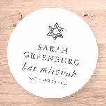 Simple Modern Elegant Star of David Bat Mitzvah Classic Round Sticker<br><div class="desc">Design is composed of sans serif typography and playful cursive script typography on a simple background. 

Available here:
http://www.zazzle.com/store/selectpartysupplies</div>