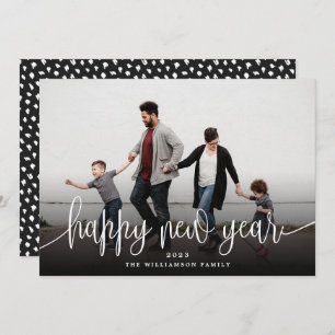 Simple Modern Elegant Typography New Year   Black Holiday Card