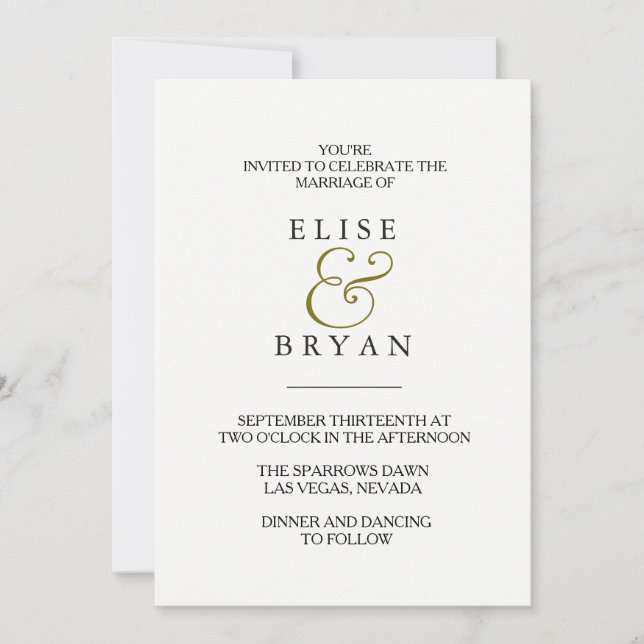 Simple Modern Elegant Typography Wedding Invite (Front)