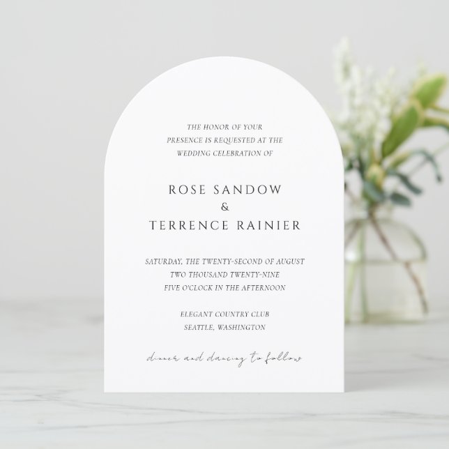Simple Modern Elegant Wedding Invitation (Standing Front)