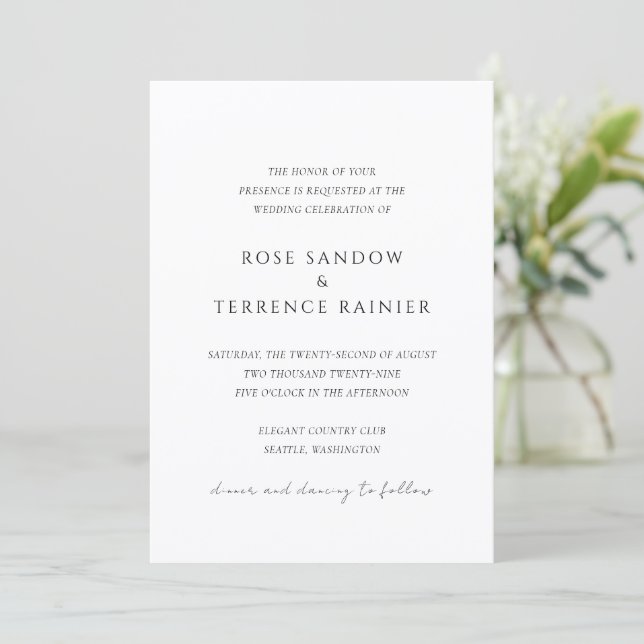 Simple Modern Elegant Wedding Invitation (Standing Front)