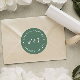 Simple Modern Elegant Wedding Return Address Classic Round Sticker