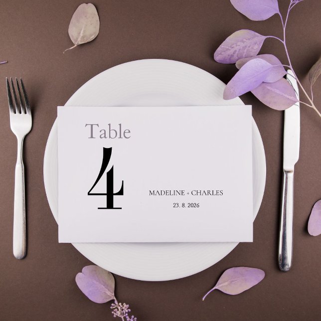Simple Modern Elegant Wedding Table Number Card  (Creator Uploaded)