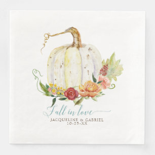 Simple Modern Elegant White Pumpkin Floral Paper Dinner Napkins