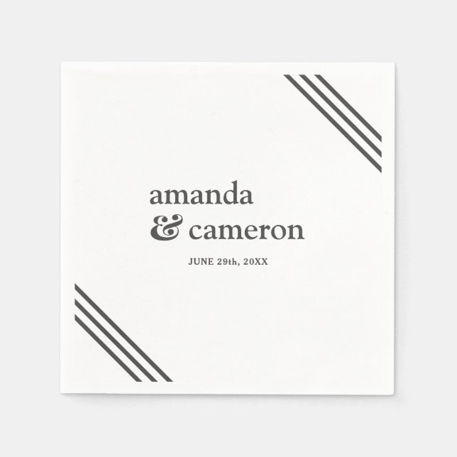 Simple Modern Elegant White Wedding Napkins (Front)