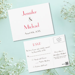 Simple Modern Elegant White Wedding Response RSVP Postcard