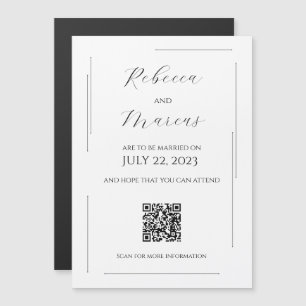 Simple, Modern & Elegant with QR Code Wedding Magnetic Invitation