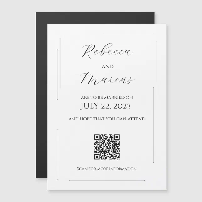 Simple, Modern & Elegant with QR Code | Wedding Magnetic Invitation ...