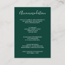 Simple  Modern Emerald Green Wedding Enclosure Card