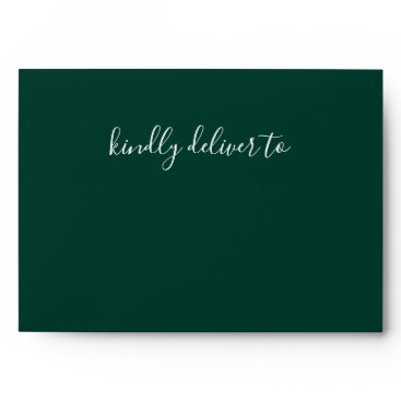 Simple  Modern Emerald Green Wedding Envelope