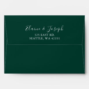 Simple Modern Emerald Green Wedding Envelope