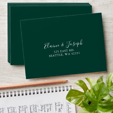 Simple Modern Emerald Green  Wedding Envelope