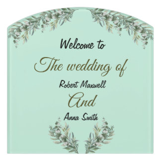 Simple Modern Emerald Nice Greenery The Wedding Door Sign