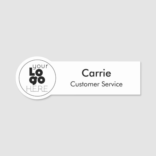 Simple Modern Employee Name Tag for Round Logo | Zazzle.com