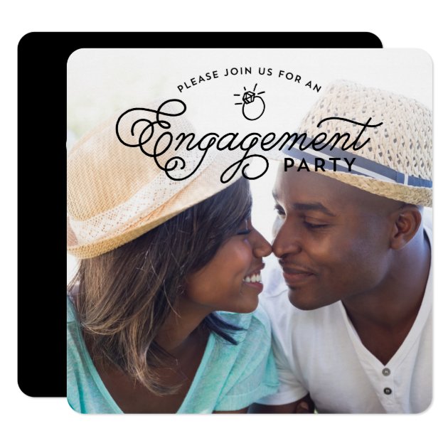 Simple Modern Engagement Party Full Photo Square Card