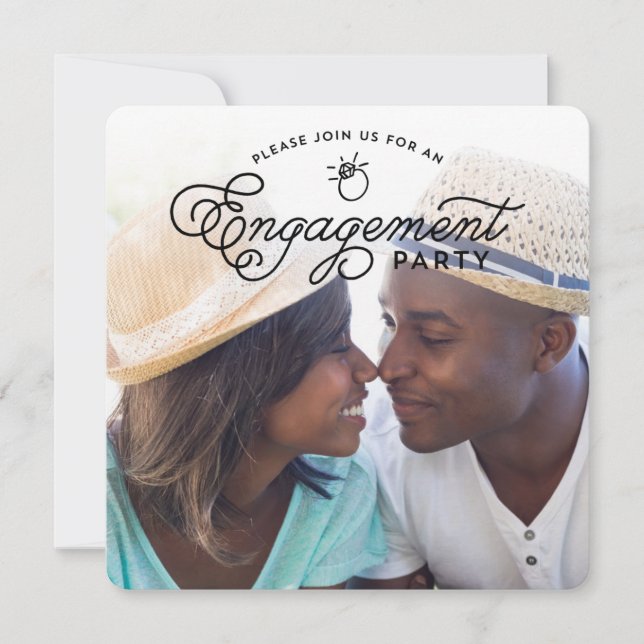 Simple Modern Engagement Party Full Photo Square Invitation (Front)