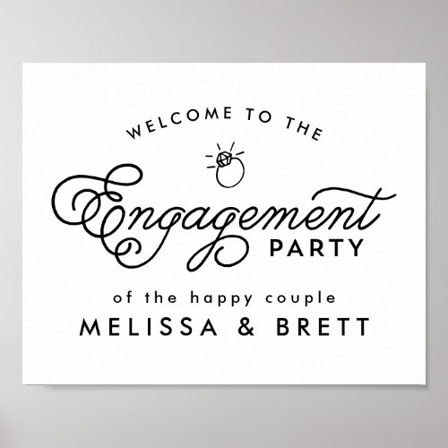 Simple Modern Engagement Party Welcome Poster