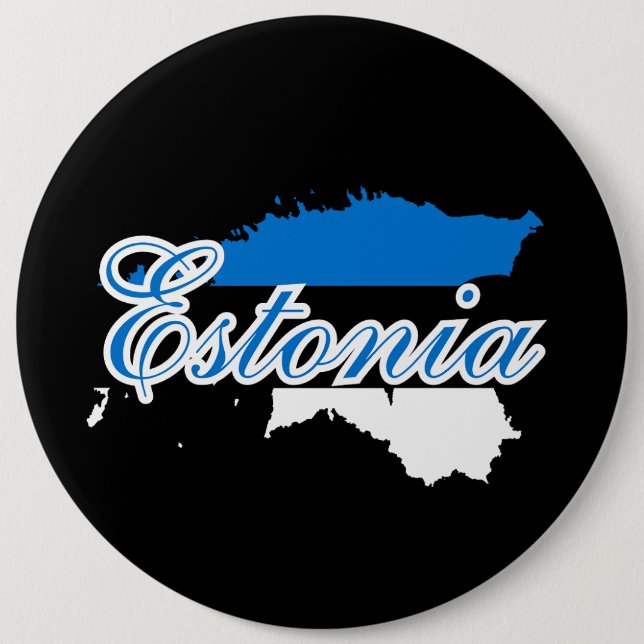 Simple Modern Estonia map National Flag Souvenir Button (Front)