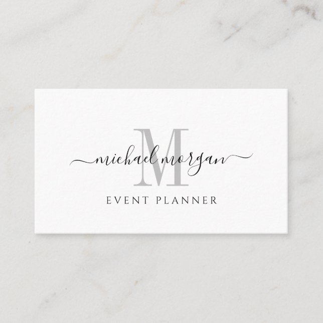 Simple Modern Event Planner Script Business  Card (Front)