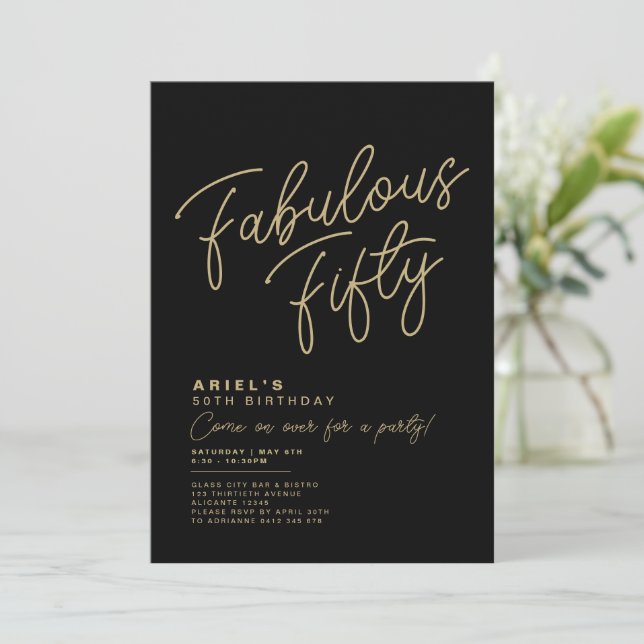 Simple Modern Fabulous Fifty Birthday Invitation (Standing Front)