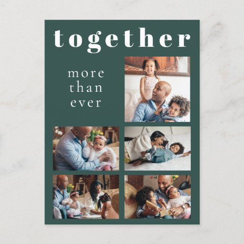 Simple modern family 5 photo collage holiday postcard