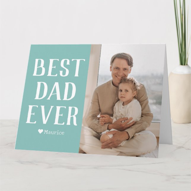 Simple Modern Family Fathers Day Photo Name Card (Front)