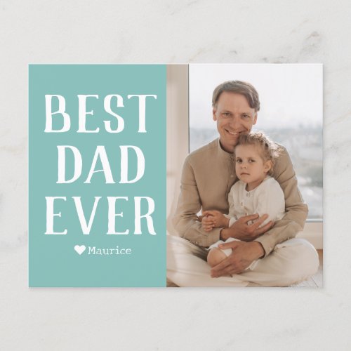 Simple Modern Family Fathers Day Photo Name Holiday Postcard