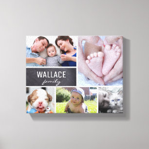 Simple Modern Family photo collage Canvas Print