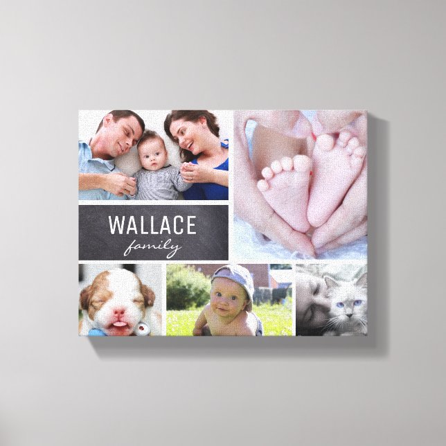 Simple Modern Family photo collage Canvas Print (Front)