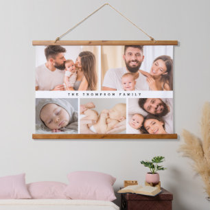 Simple Modern Family Photo collage custom Hanging Tapestry