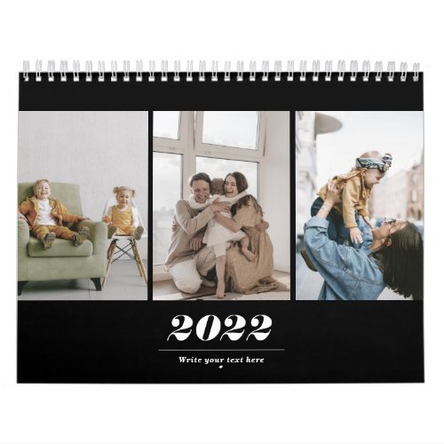 Simple modern family photo collage stylish clean calendar