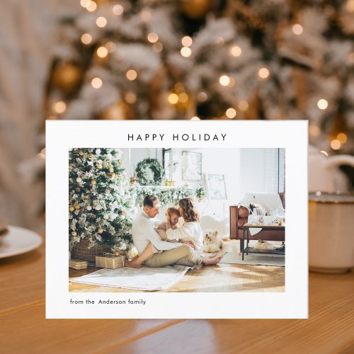 Simple Modern Family Photo  Happy Holiday Postcard