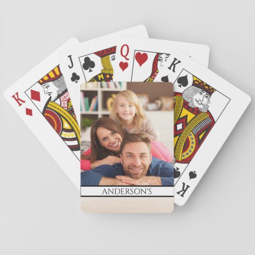 Simple modern family photo name  playing cards