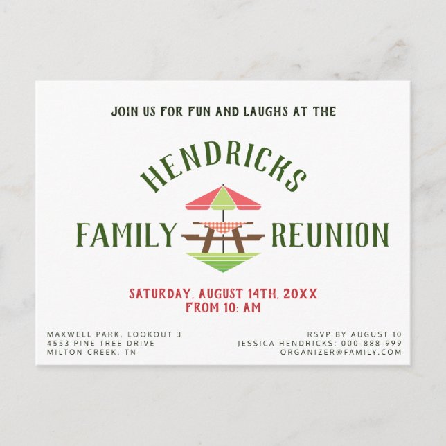 Simple, Modern Family Reunion Postcard (Front)
